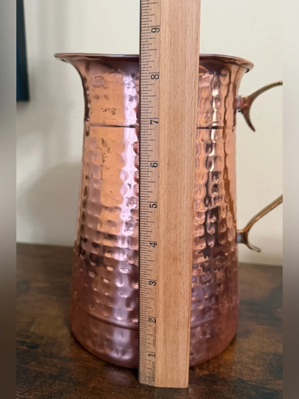 Hammered Copper Metalware Pitcher